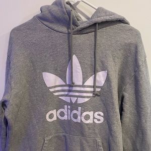 Oversized Adidas Grey Hoodie Sweatshirt